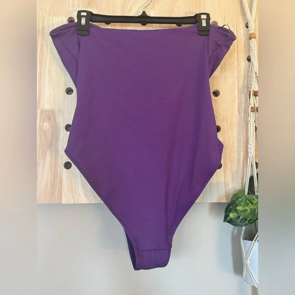 ZARA Sexy Purple Corset Neck Strapless Swimsuit Size XL Blogger Fave NWT! - Picture 8 of 10